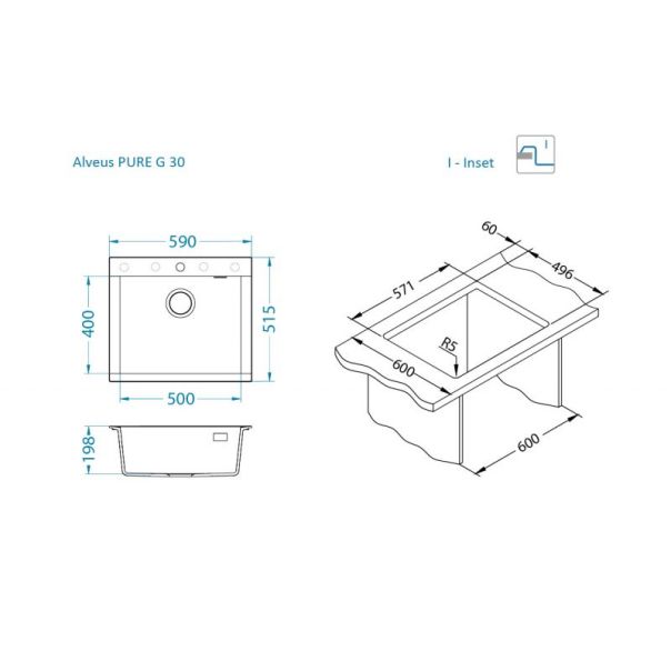 Alveus sudopera Pure-G 30 A91 crna - EP3335615