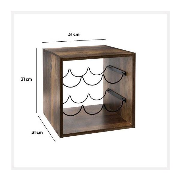 FIVE Polica za vino 31x31x31cm, braon - 173614