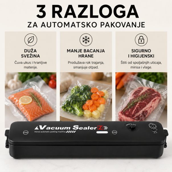 Aparat za vakumiranje namirnica, crni - PLA-101