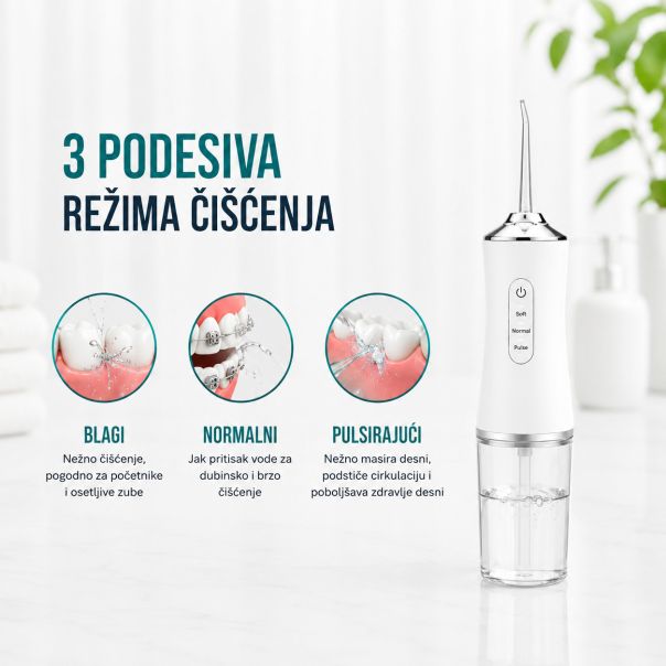 Oralni irigator za negu zuba, Beli - PLA-108