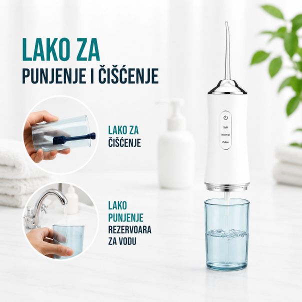 Oralni irigator za negu zuba, Beli - PLA-108