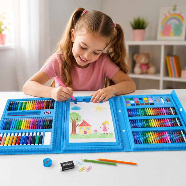 Set za crtanje sa 208 artikala, sa štafelajem i koferom - EP3221799