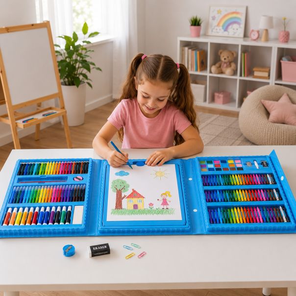 Set za crtanje sa 208 artikala, sa štafelajem i koferom - EP3221799
