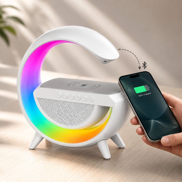 Smart RGB lampa 3 u 1 sa bežičnim punjačem i zvučnikom - EP3256145