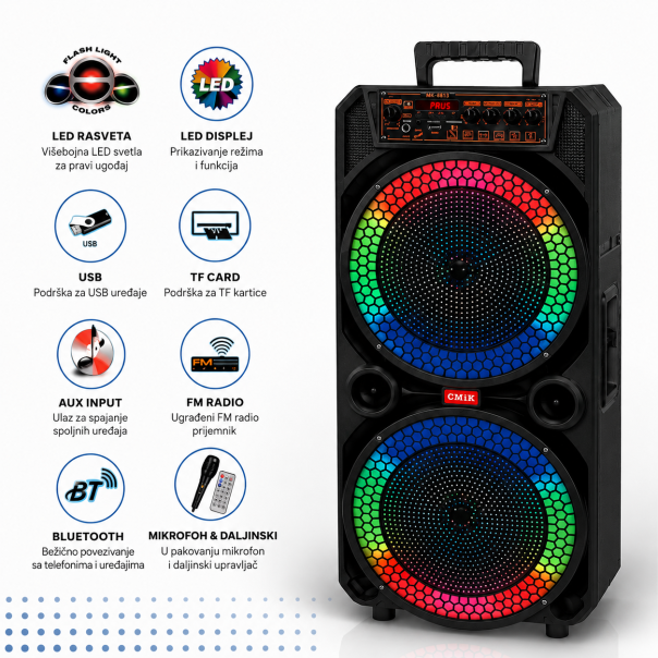 Bluetooth zvučnik za karaoke sa daljinskim i mikrofonom, MK-8813 - EP3305340