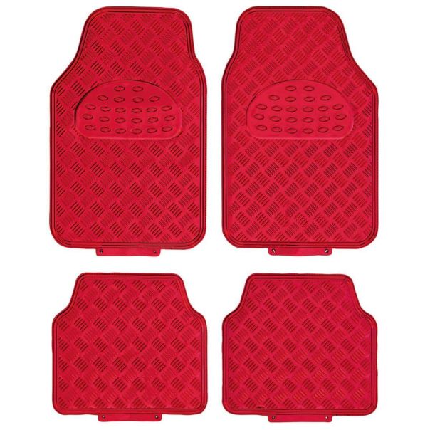 SUMEX Univerzalne gumene patosnice alu look 4kom crvene - APA3000