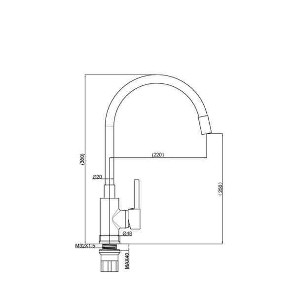 METALAC Slavina za sudoperu Flexy Mamba, crna T03714 - T03714