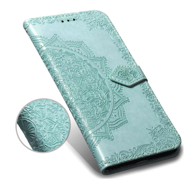 Maska za iPhone X/ XS zelena na preklop Arabesque flip - 036966