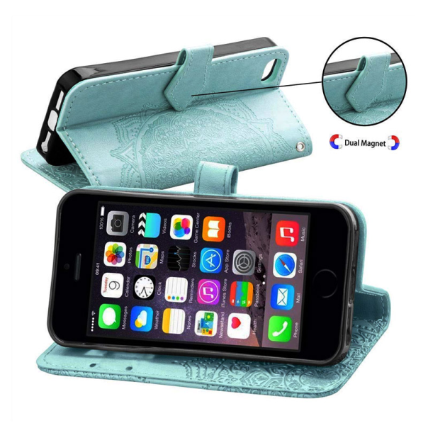 Maska za iPhone X/ XS zelena na preklop Arabesque flip - 036966