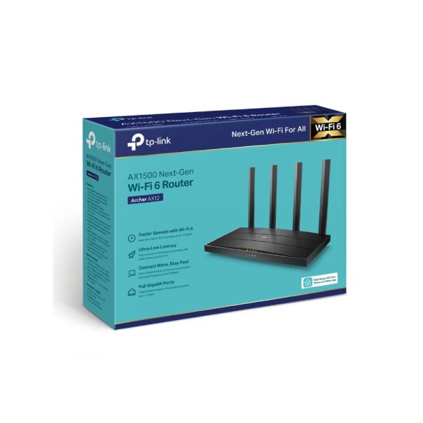 TP LINK Bežični ruter TP-LINK ARCHER AX12 WiFi/AX1500/1201Mbps/300Mbps/1GWAN 4GLAN/4 antene - ARCHER AX12