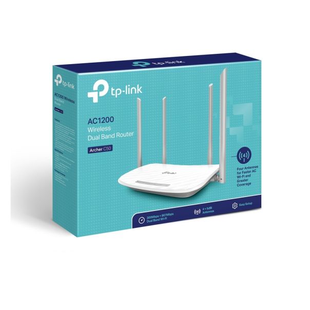 TP LINK Bežični ruter TP-LINK ARCHER C50 Wi-Fi/AC1200/867Mbps/300Mbps/1xWAN, 4xLAN/4 antene - ARCHER C50