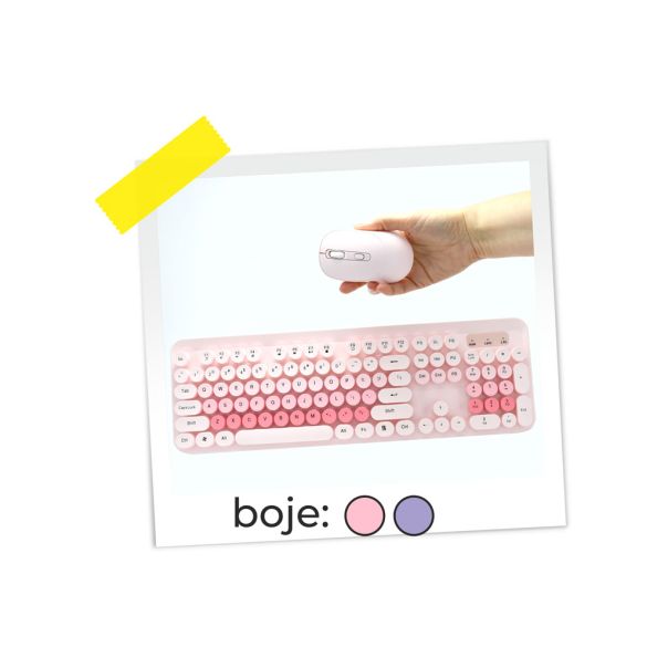 MOJA KNJIŽARA TASTATURA I MIŠ BEŽIČNI SET OP24376 ljubičasta roze - 5987-1-1