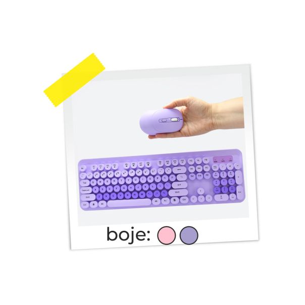 MOJA KNJIŽARA TASTATURA I MIŠ BEŽIČNI SET OP24376 ljubičasta roze - 5987-1-1