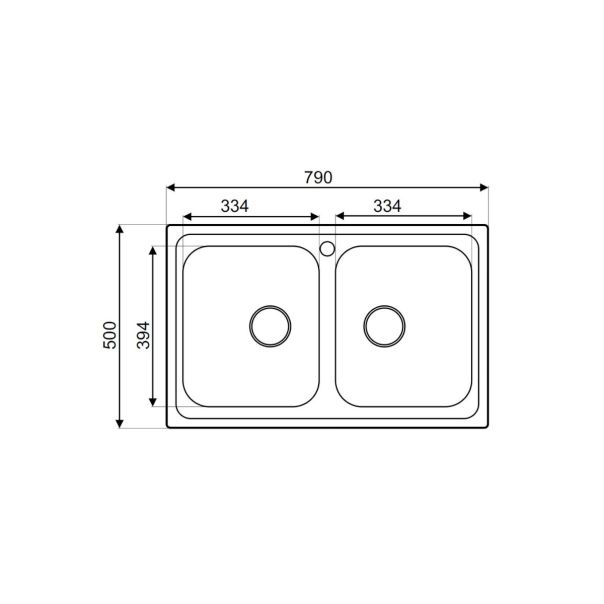 Laweo Inox ugradna sudopera AS115 79×50cm ø90 - AS-115