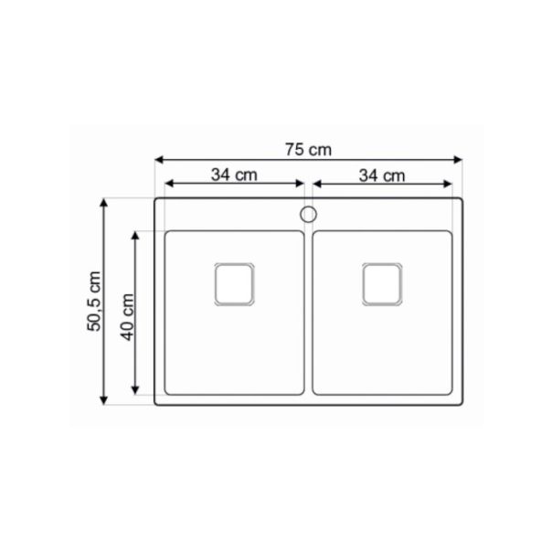 Laweo Inox ugradna sudopera AS390 75×50,5cm sifon 9x9cm - 11804