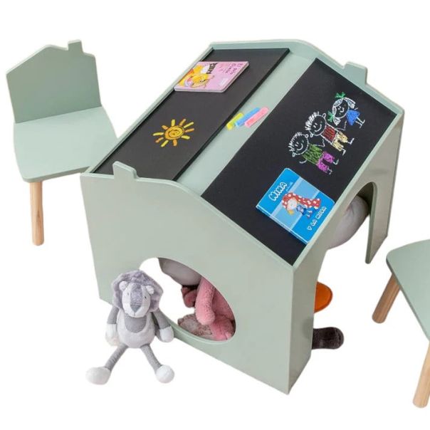 KINDER HOME Dečiji sto sa tablom - kućica sa 2 stolice - AT-BT-2311