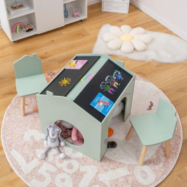 KINDER HOME Dečiji sto sa tablom - kućica sa 2 stolice - AT-BT-2311