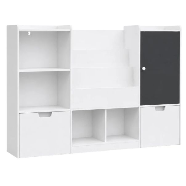 KINDER HOME organizator za dečije igračke sa tablom, policom, 2 fioke i 6 pregrada, puno drvo i MDF - EP3235165