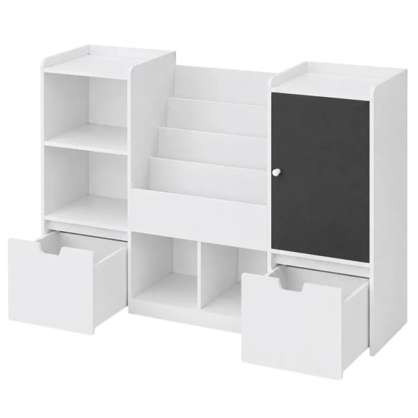 KINDER HOME organizator za dečije igračke sa tablom, policom, 2 fioke i 6 pregrada, puno drvo i MDF - EP3235165