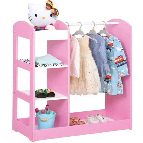 KINDER HOME Dečiji stalak za odeću sa ogledalom, roze - AT-DC-2108-P