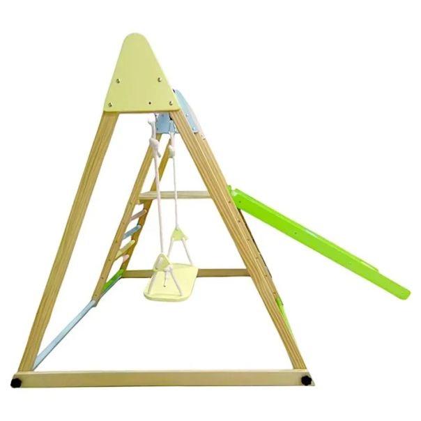 Dečiji drveni set KINDER HOME 4 u 1 – ljuljaška, tobogan, ram za penjanje i rampa za penjanje - AT-KF-2403