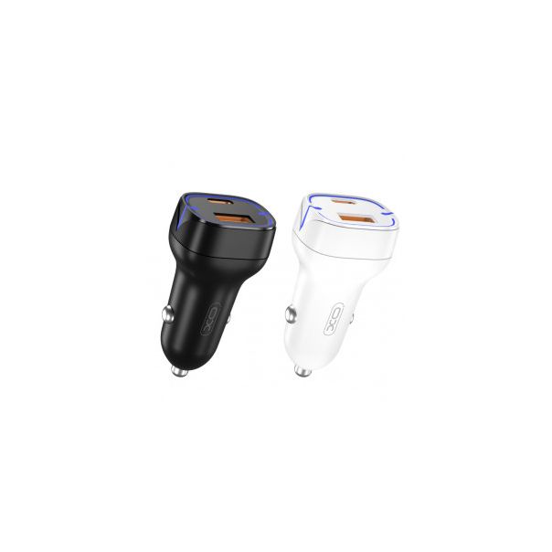 XO Auto punjač -CC37 USB+Type-C 20W, bela - 24741-1
