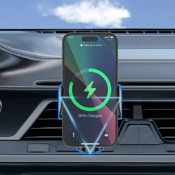 Auto držač za telefon magnetni za ventilaciju LDNIO sa bezicnim punjenjem 15W MA30 crni X10 - 615956