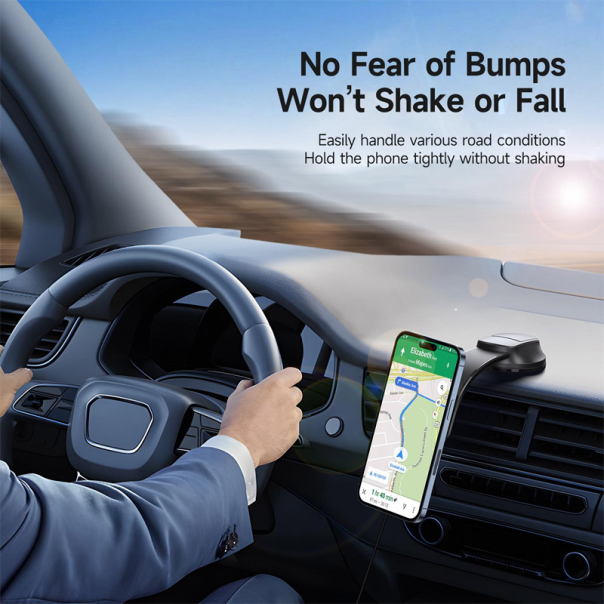 Auto držač za telefon magnetni sa bezicnim punjenjem za tablu 15W crni - 614472