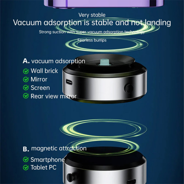 Auto držač vakuum za telefon Magsafe X8/ X8Q za tablu crni - 612997