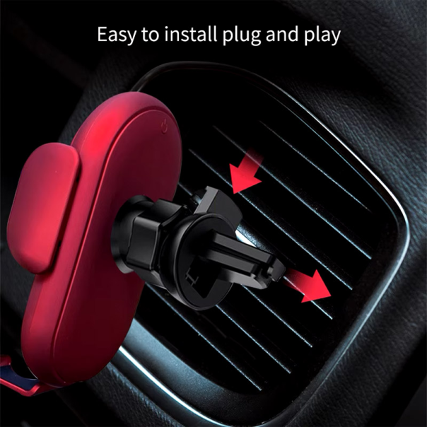 Auto držač za telefon za ventilaciju S11 Fashion sa bezicnim punjenjem crveni - 614457