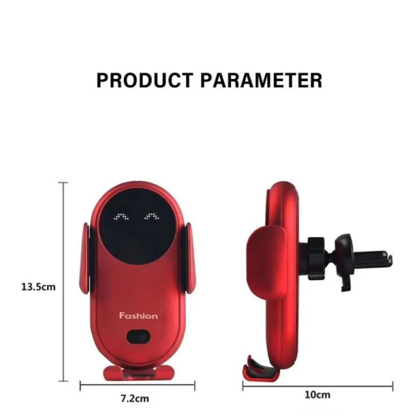 Auto držač za telefon za ventilaciju S11 Fashion sa bezicnim punjenjem crveni - 614457