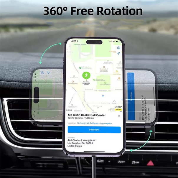 Auto držač za telefon sa bezicnim punjenjem MAGSAFE 15W transparent Tip 2 - 615467