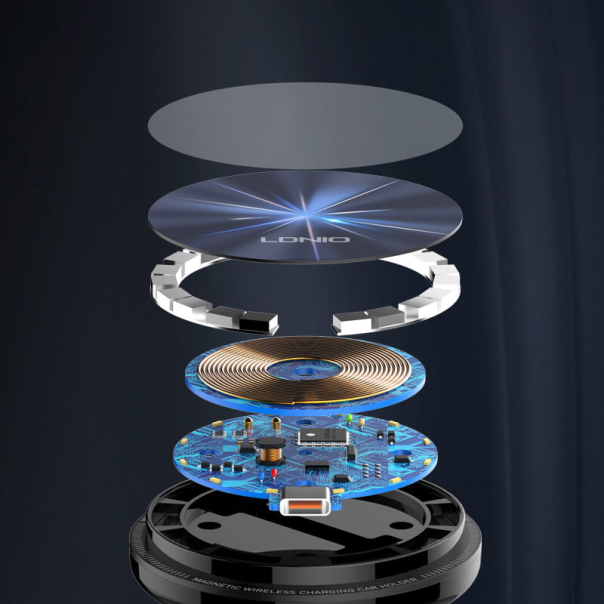 Auto držač za telefon magnetni za ventilaciju LDNIO sa bezicnim punjenjem 15W MA23 crni - 613495