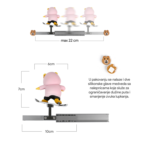 Auto igracka JWD Snowboard Teddy pink - 214020