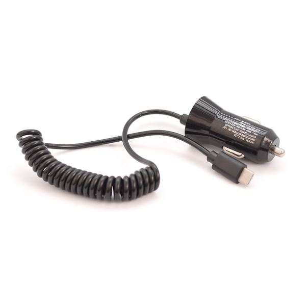 Auto punjač 2u1 (Type-C + USB slot) crni 1A. - 028406