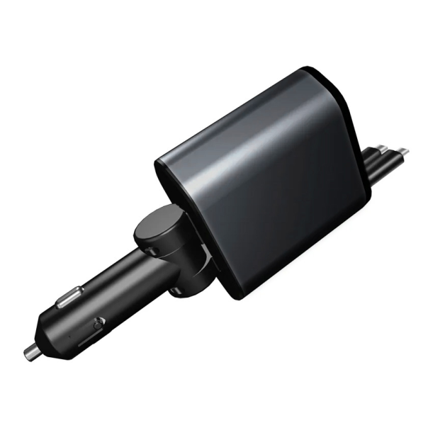 Auto punjač C1 4u1 PD 3A, USB 2.4A 120W (total) sa Type C/lightning kablom tamno sivi - 216087-1