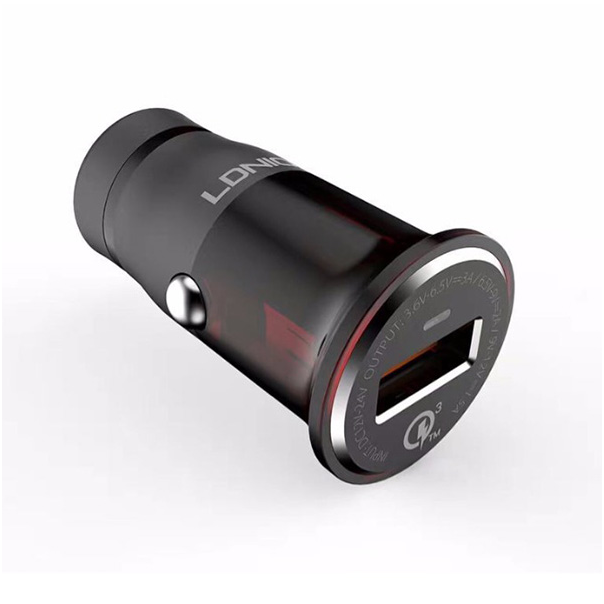 Auto punjač LDNIO C304Q 1.5A/ 2A/ 3A (18W) FAST CHARGING + Micro USB kabel sivo crveni - 017396