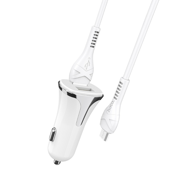 Auto punjac HOCO Z31 QC3.0 2xUSB sa micro USB kablom beli - 81720-1