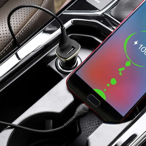Auto punjac HOCO Z31 QC3.0 2xUSB sa micro USB kablom crni - 81719
