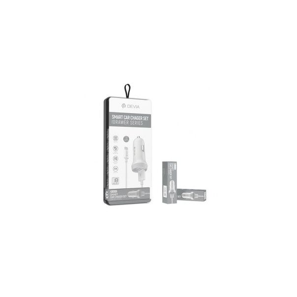 DEVIA Auto punjač IDRAWER Dual USB Type-C 3.1A, bela - 114