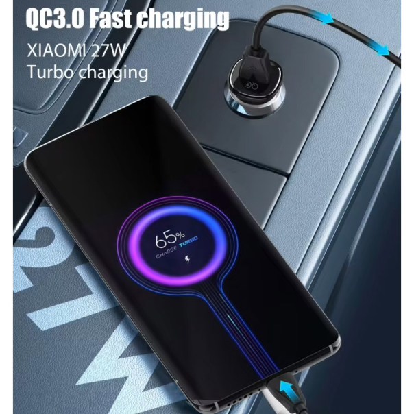 Auto punjač LDNIO C105, QC3.0, 30W USB Type-C crni 1m - 613819
