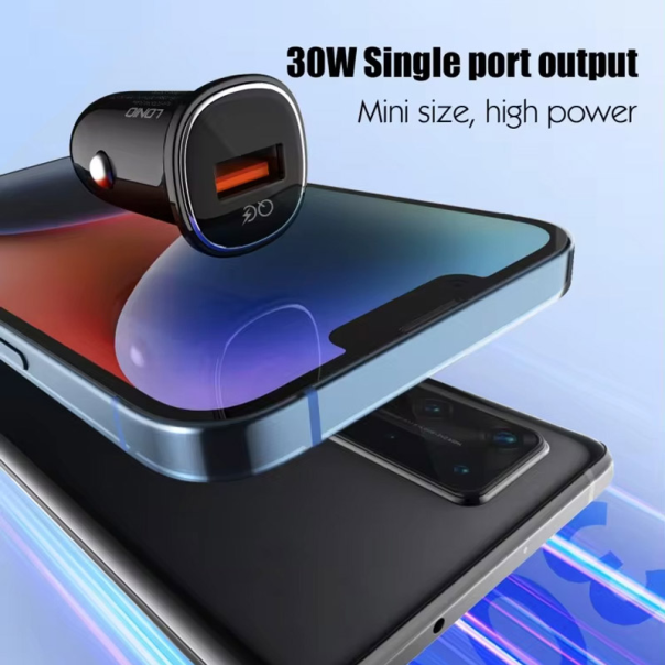 Auto punjač LDNIO C105, QC3.0, 30W USB Type-C crni 1m - 613819