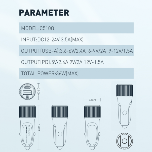 LDNIO Auto punjač sa USB C dual C510Q - 209034