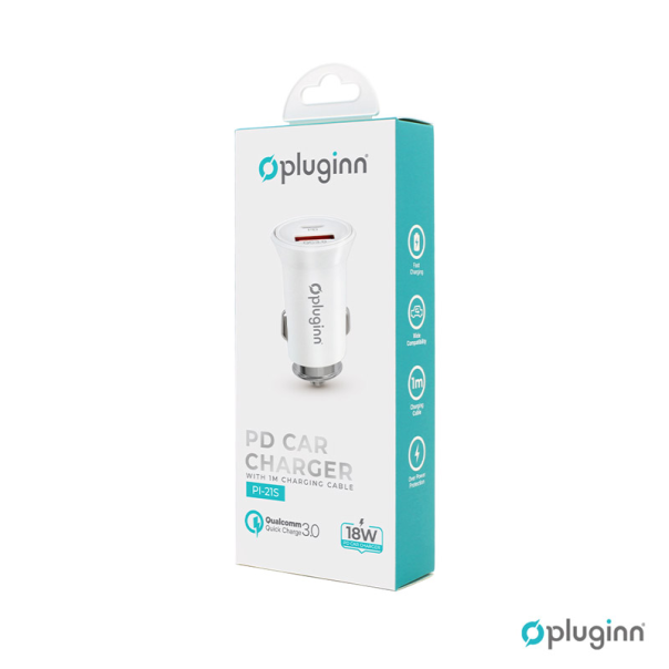 Auto punjač Pluginn PI-21S PD 20W QC 3.0 18W sa USB na iPhone Lightning kabel - 603423