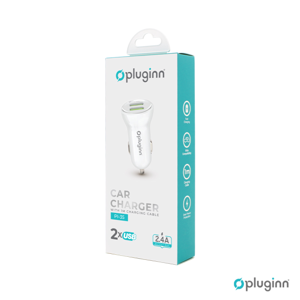 Auto punjac Pluginn PI-35 2xUSB, 2.4A beli - 208937