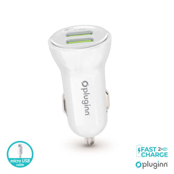 Auto punjač Pluginn PI-35 5V 2.4A 2xUSB sa Micro USB kabel - 603416