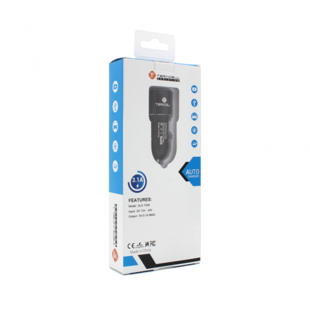 Auto punjac Teracell Evolution TC-06 2xUSB 3.1A sa iPhone lightning kablom crni - 79081
