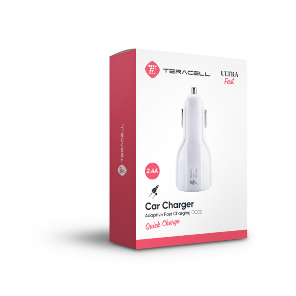 Auto punjač Teracell Ultra Fast DC02 Micro 2.4A Quick Charge QC 3.0 beli - 022328