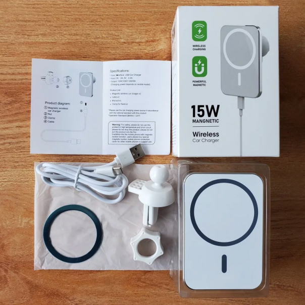 Auto stalak magnetic Magsafe punjac 15W beli - 217491