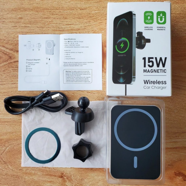 Auto stalak magnetic Magsafe punjac 15W crni - 217492